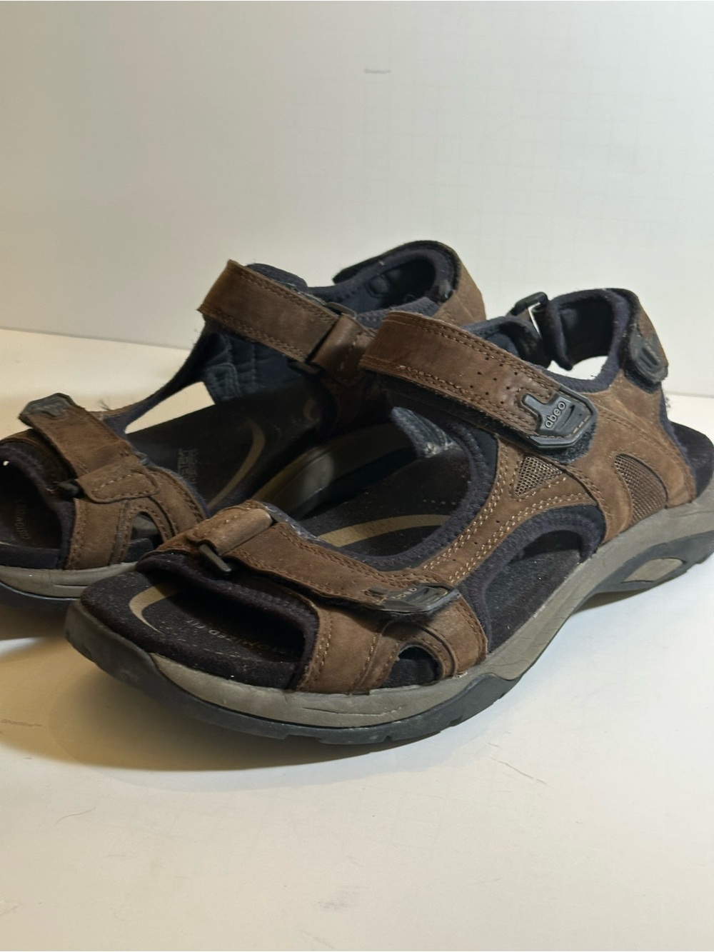 Abeo Brown Leather Comfort Sandals Mens 11 Orthopedic Walking - Picture 6 of 11